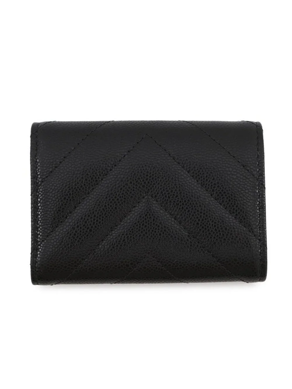 Chanel Trifold Wallet Chez Blanc Small Flap Compact Caviar Leather Black